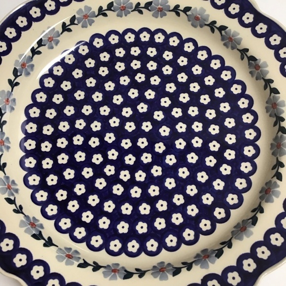 Polish Pottery Daisy Cobalt Blue Bake Serve Dish 13.25” SIGNED Wolak Boleslawiec - Picture 5 of 16